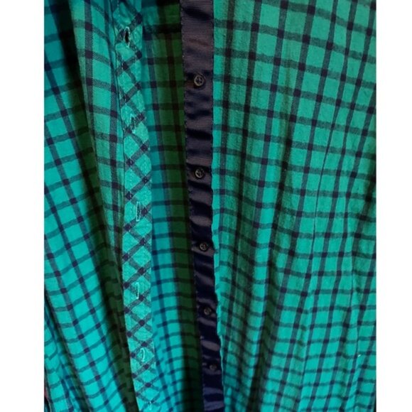 Eddie Bauer Green & Blue Windowpane Button Down Flannel Shirt - Picture 8 of 11